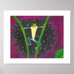 Red Eye Tree Frog In Space Poster