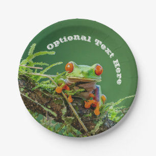 Red Eye Tree Frog on a branch Paper Plate