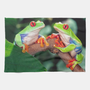 Red Eye Treefrog Pair, Agalychinis callidryas, Tea Towel