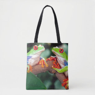 Red Eye Treefrog Pair, Agalychinis callidryas, Tote Bag
