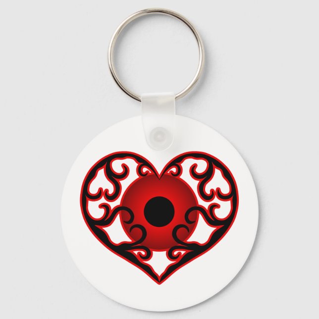 Red eyeball in heart key ring (Front)