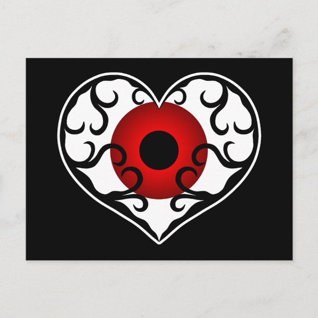 Red eyeball in heart postcard (Front)