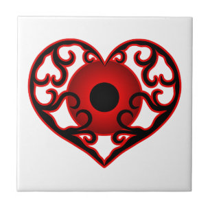 Red eyeball in heart unique design ceramic tile