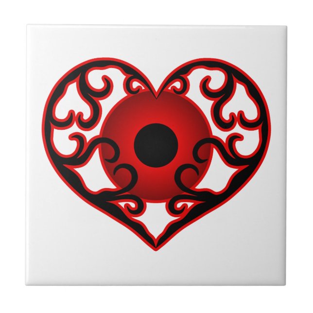 Red eyeball in heart unique design ceramic tile (Front)