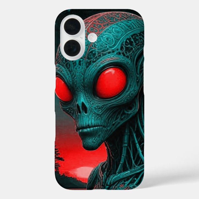Red eyed alien iPhone 16 phone case  (Back)