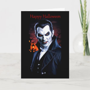 Red-Eyed Dracula Halloween Card