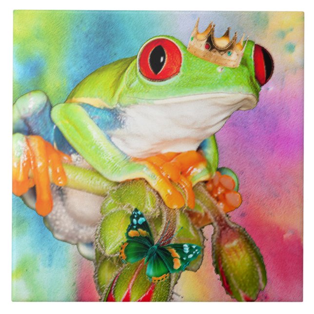 Red-eyed Frog Prince design decorative tile (Front)