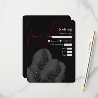 Red-Eyed Ghosts Gothic Red Black- Dark Moody RSVP Card