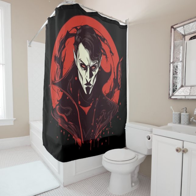 Red-Eyed Horror Shower Curtain (In Situ)