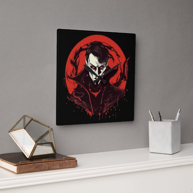 Red-Eyed Horror Square Wall Clock (Office)