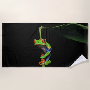 Red Eyed Painted Frog Beach Towel