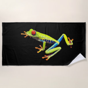 Red Eyed Painted Tree Frog Beach Towel