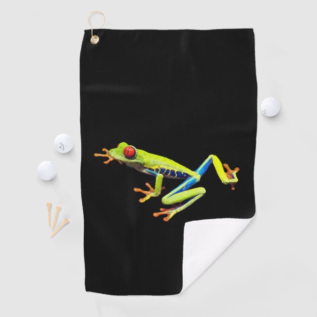 Red Eyed Painted Tree Frog  Golf Towel (InSitu)