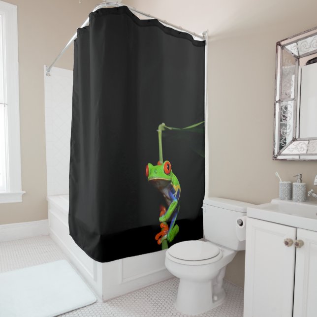 Red Eyed Painted Tree Frog Shower Curtain (In Situ)
