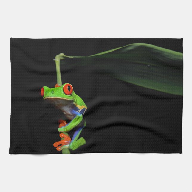 Red Eyed Painted Tree Frog Tea Towel (Horizontal)