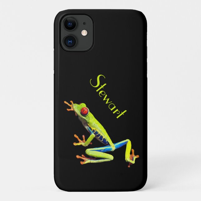 Red Eyed Painted Tree Frog with Name Case-Mate iPhone Case (Back)