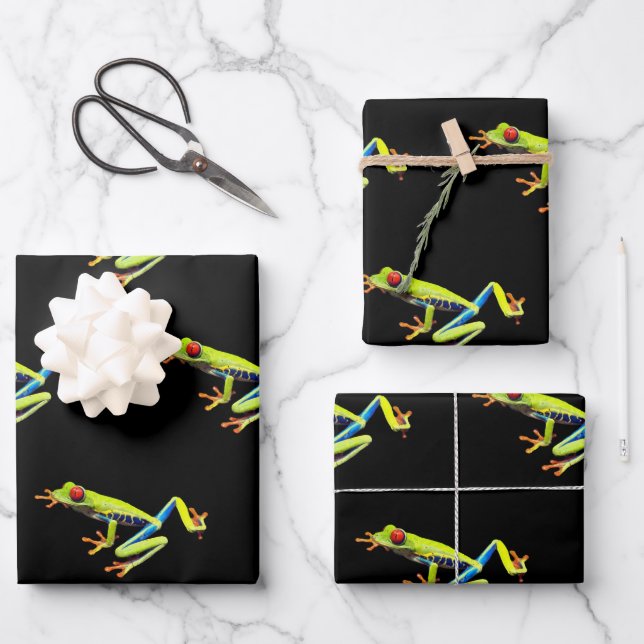 Red Eyed Painted Tree Frog  Wrapping Paper Sheet (Front)