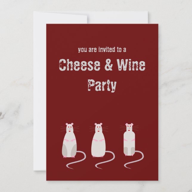 Red-Eyed Rats Cheese & Wine Party Invitation (Front)