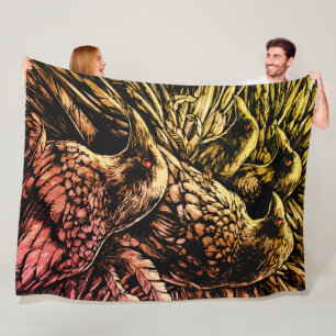 Red-Eyed Ravens – Mysterious Gothic Wildlife Fleece Blanket