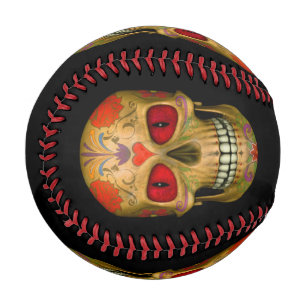 Red  Eyed Sugar Skull Zombie Baseball