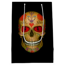 Red  Eyed Sugar Skull Zombie  Medium Gift Bag