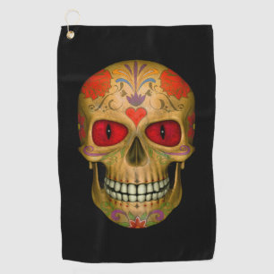 Red Eyed Sugar Skull Zombie Undead Golf Towels