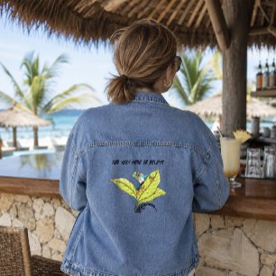 Red Eyed Tree Frog Green Leaves Lavender Denim Jacket