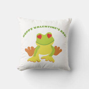Red Eyed Tree Frog Hoppy Valentine's Day Cushion