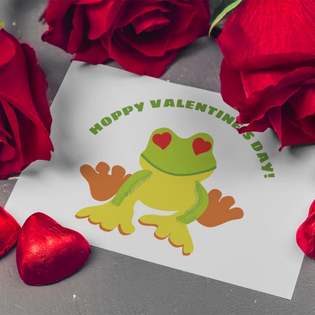 Red Eyed Tree Frog Hoppy Valentine's Day Postcard (Creator Uploaded)