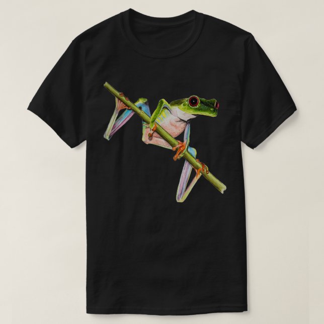 Red Eyed Tree Frog Illustration T-Shirt (Design Front)