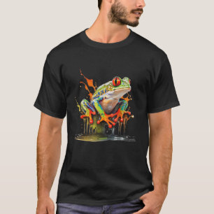 Red Eyed Tree Frog Leaping Water Rainforest Amphib T-Shirt