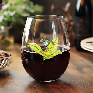 Red Eyed Tree Frog Stemless Wine Glass
