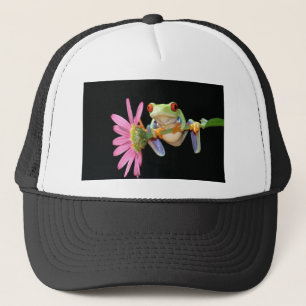red eyed tree frog trucker hat