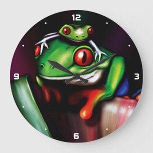 Red Eyed Tree Frogs Large Clock
