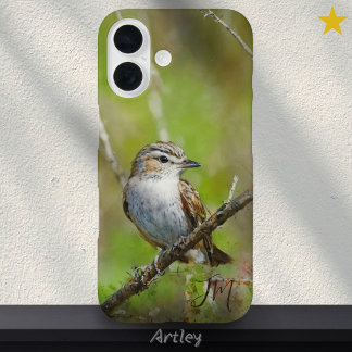 Red-Eyed Vireo Bird Painting Custom Name Birdwatch iPhone 16 Case