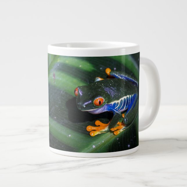 Red Eyes Frog On Leaf Large Coffee Mug (Front Right)