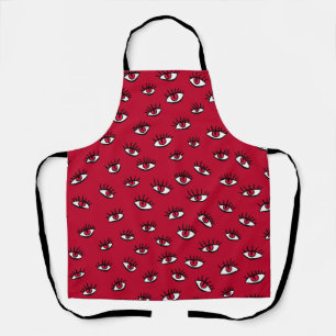 Red Eyes Gothic Pattern Dark Abstract Design Apron