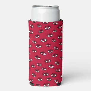 Red Eyes Gothic Pattern Dark Abstract Design Seltzer Can Cooler