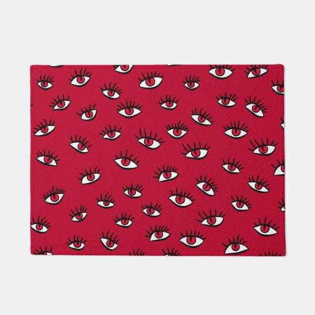 Red Eyes Pattern - Horror Gothic Aesthetic Doormat (Front)