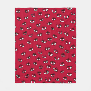 Red Eyes Pattern - Horror Gothic Aesthetic Fleece Blanket