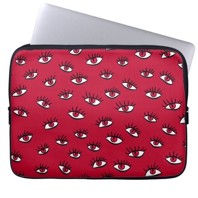 Red Eyes Pattern - Horror Gothic Aesthetic Laptop Sleeve (Front)