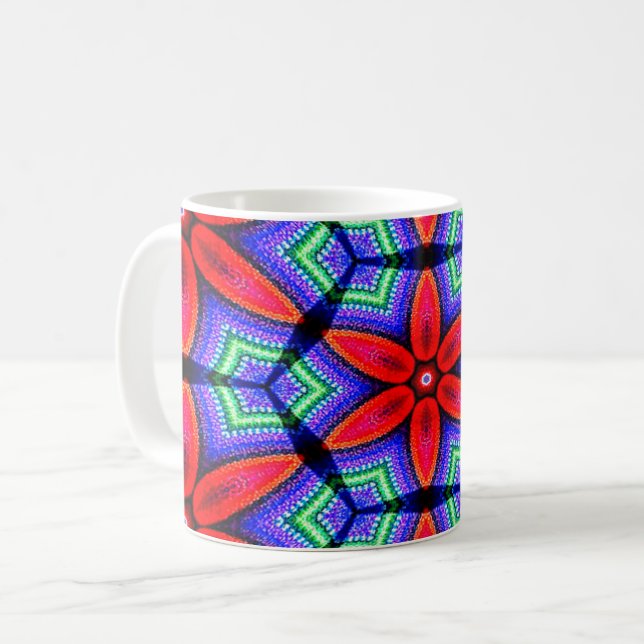 Red Fabrics Flowers Pattern Coffee Mug (Front Left)