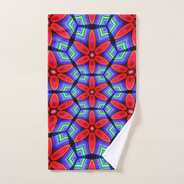 Red Fabrics Flowers Pattern Hand Towel (Hand Towel)