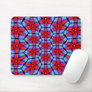 Red Fabrics Flowers Pattern Mouse Pad