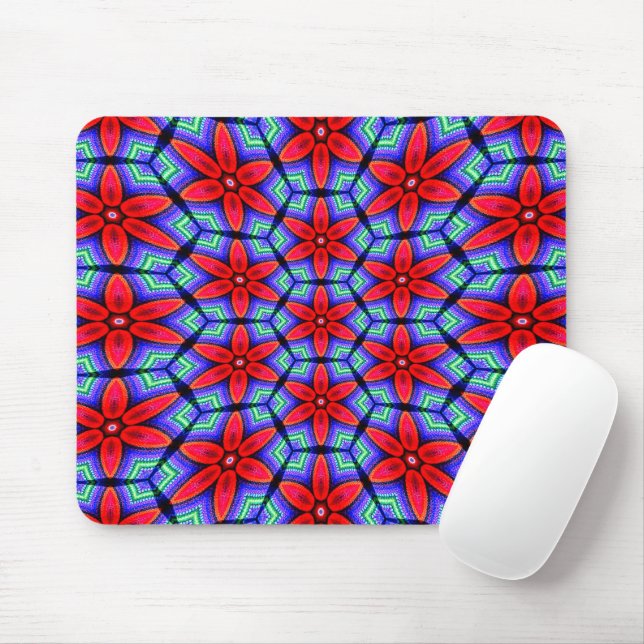 Red Fabrics Flowers Pattern Mouse Pad (With Mouse)
