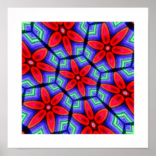 Red Fabrics Flowers Pattern Poster