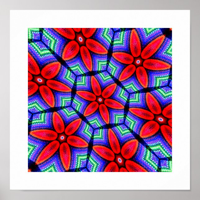 Red Fabrics Flowers Pattern Poster (Front)