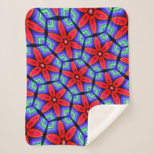 Red Fabrics Flowers Pattern Sherpa Blanket