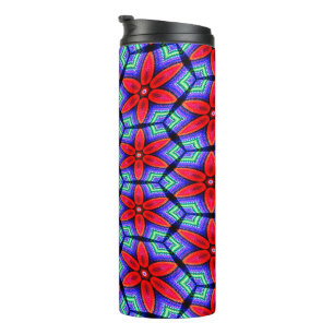 Red Fabrics Flowers Pattern Thermal Tumbler