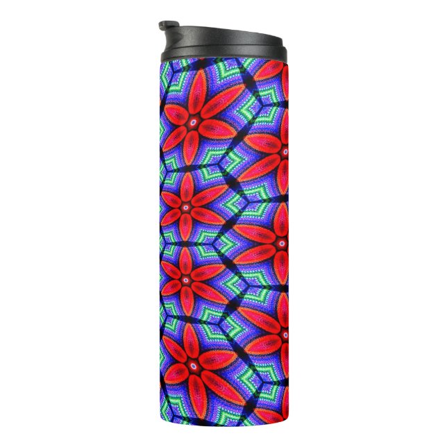 Red Fabrics Flowers Pattern Thermal Tumbler (Rotated Right)